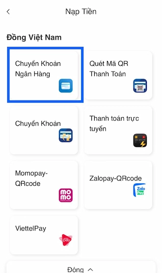 Nạp Tiền Bằng Chuyển Khoản Ngân Hàng